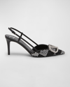 Valentino Vlogo Signature Crystal Embellished Slingback Pump In Zrn Jetcrystalner