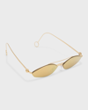 Fendi Rimless Geometric Metal Aviator Sunglasses In Sengld/brnmr