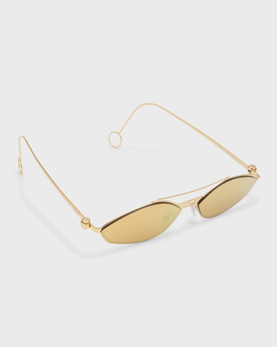 Fendi Rimless Geometric Metal Aviator Sunglasses In Gold/brown Mirrored Solid