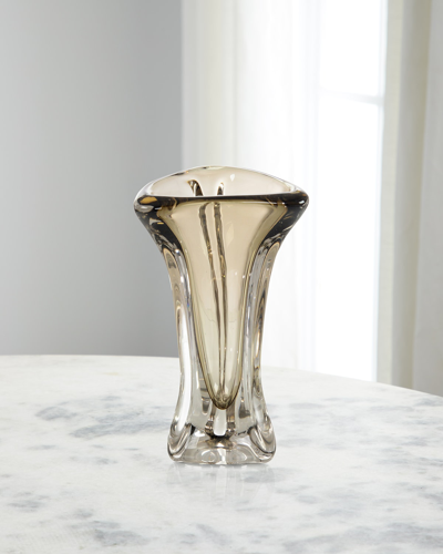 John-richard Collection Abstract Brown Handblown Glass Vase Ii