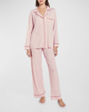 Eberjey Gisele Dot Printed Long Pajama Set In Haute Red/stripe