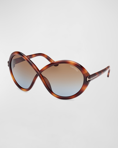 Tom Ford Jada Plastic Butterfly Sunglasses In Brown