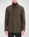 Theory Men's Clarence Concealed-zip Overcoat In Uniform Melange