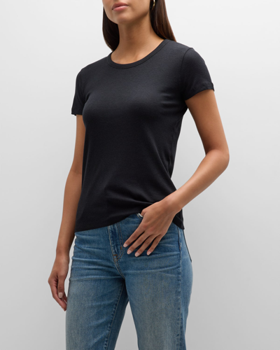 Majestic Ribbed Baby Tee In Noir