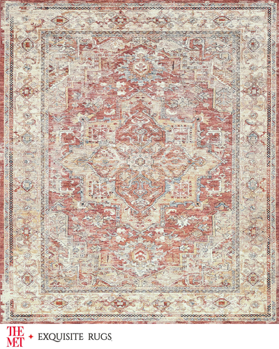 Exquisite Rugs X The Met Antique Loom Beige, Blue, & Rust Runner, 3' X 12'