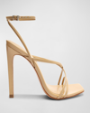 SCHUTZ BARI PATENT ANKLE-STRAP STILETTO SANDALS