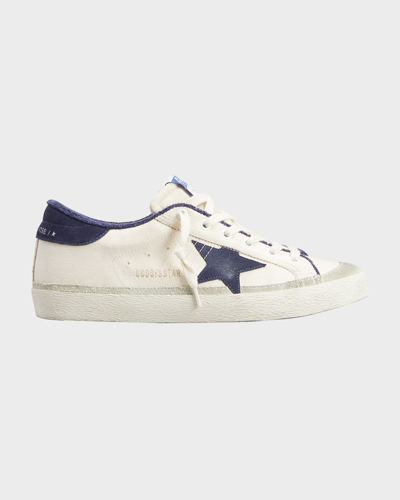 Golden Goose Superstar Suede Nylon Low-top Sneakers In Creamblueice