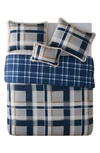VCNY HOME ODELL PLAID COMFORTER & SHAM SET WITH FAUX FUR TRIM