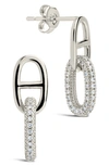 Sterling Forever Reina Cz Chain Link Drop Stud Earrings In Silver