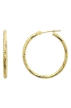 Candela Jewelry 14k Yellow Gold Textured Hoop Earrings In Gold