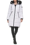 Karl Lagerfeld Apres Ski Faux Fur Trim Hooded Puffer Jacket In White