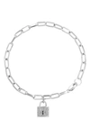 Effy Sterling Silver Pavé Diamond Lock Charm Bracelet In Silver