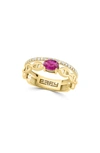 Effy 14k Yellow Gold Ruby & Diamond Double Band Ring In Gold/ Red