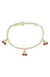 Delmar Cherry Enamel Charm Bracelet In Gold/ Red