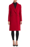 Sofia Cashmere Double-breasted Wool Blend Coat In Red