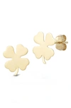 Ember Fine Jewelry 14k Yellow Gold Four Leaf Clover Stud Earrings In Gold