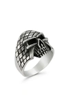 Yield Of Men Sterling Silver Oxidized Skull Ring In Silver