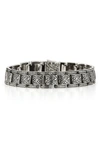 Yield Of Men Sterling Silver Oxidized Etched Link Chain Bracelet In Silver