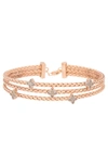 Meshmerise Diamond Three-row Braided Bracelet In Rose