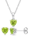 Delmar Peridot Stud Earrings & Necklace Set In Green