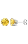 DELMAR STERLING SILVER LAB-CREATED CITRINE ROUND STUD EARRINGS