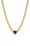 DELMAR HEART CUT RED CUBIC ZIRCONIA NECKLACE