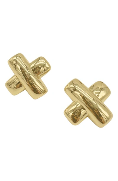 Adornia 14k Plated X Studs In Gold