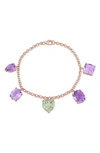 DELMAR AMETHYST & PRASIOLITE CHARM BRACELET