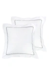 Melange Home Set Of 2 Single Embroidered Line 300 Thread Count 100% Cotton Euro Shams In Charcoal