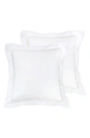 Melange Home Set Of 2 Single Embroidered Line 300 Thread Count 100% Cotton Euro Shams In Ivory