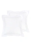 Melange Home Set Of 2 Single Embroidered Line 300 Thread Count 100% Cotton Euro Shams In White