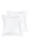 Melange Home Set Of 2 Single Embroidered Line 300 Thread Count 100% Cotton Euro Shams In Pink