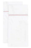Melange Home Single Embroidered Line 300 Thread Count 100% Cotton Pillowcases In Pink