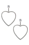 CZ BY KENNETH JAY LANE CZ PAVÉ OPEN HEART DROP EARRINGS