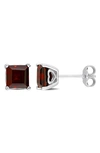 Delmar Princess Cut Garnet Stud Earrings In Red