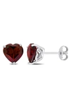 Delmar Heart Cut Garnet Stud Earrings In Red