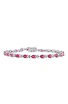 DELMAR STERLING SILVER LAB CREATED RUBY TENNIS BRACELET