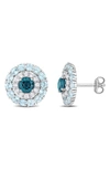 Delmar Blue Topaz & White Topaz Stud Earrings In Blue