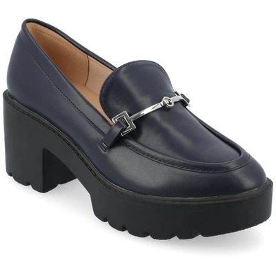 Journee Collection Kezziah Platform Loafer Pump In Navy