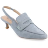 Journee Collection Women's Amory Tailored Kitten Heel Slingback Pumps In Blue
