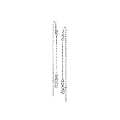 Rs Pure By Ross-simons Bezel-set Diamond Threader Earrings In Sterling Silver
