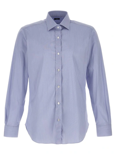Barba Napoli Light Blue Stripe Poplin Shirt