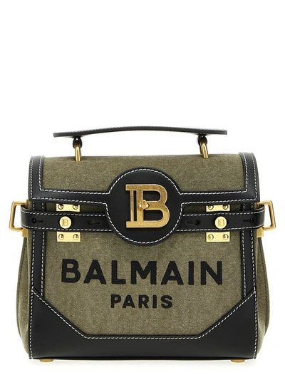 Balmain Canvas B-buzz 23 Top-handle Bag In Green