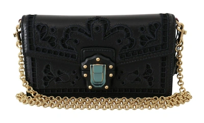 Dolce & Gabbana Black Leather Lucia Shoulder Messenger Hand Bag
