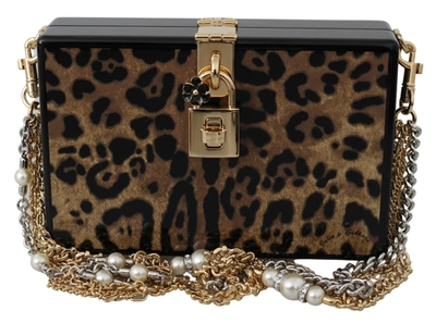 Dolce & Gabbana Brown Leopard  Shoulder Box Wood 's Bag