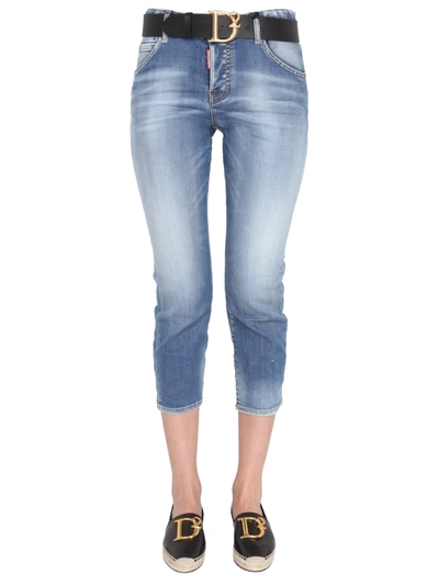 Dsquared2 Cool Girl Cropped Jeans In Blue