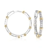 Ross-simons Cz Hoop Earrings In Sterling Silver With 18kt Gold Over Sterling In White
