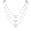 Ross-simons 9-9.5mm Cultured Pearl 3-strand Layered Necklace In Sterling Silver In Silver