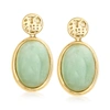 ROSS-SIMONS JADE "GOOD FORTUNE" DROP EARRINGS IN 18KT GOLD OVER STERLING