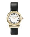 Ferragamo Gancini Watch With Leather Strap, Gold/black In Multi
